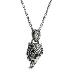 Bikerringshop Sterling Silver Owl Pendant Necklace