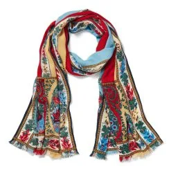 The Metropolitan Museum Of Art Paisley Border Striped Oblong Wool Scarf