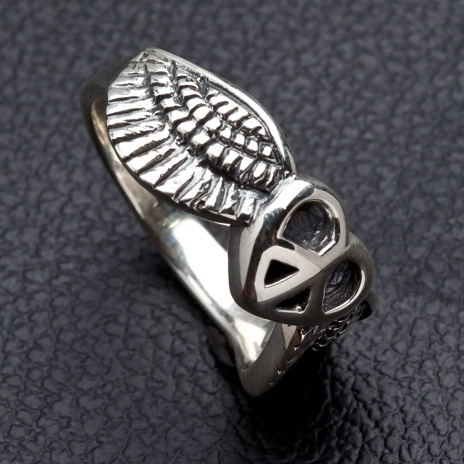 Bikerringshop Sterling Silver Peace Wings Ring 6 Bikerringshop Sterling Silver Peace Wings Ring - Image 4