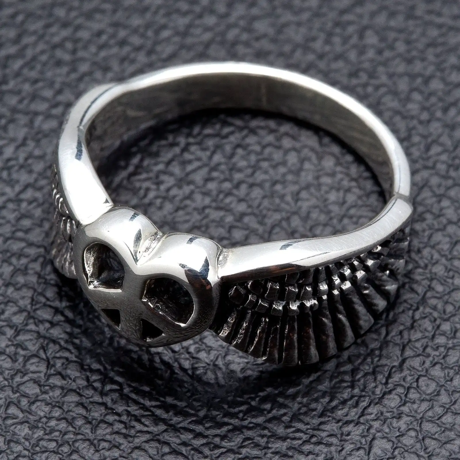 Bikerringshop Sterling Silver Peace Wings Ring 8 Bikerringshop Sterling Silver Peace Wings Ring - Image 6