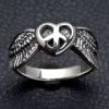 Bikerringshop Sterling Silver Peace Wings Ring 2 Bikerringshop Sterling Silver Peace Wings Ring -Outlet Rings Store peace sign wing ring made of sterling silver