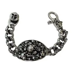 Bikerringshop Sterling Silver Phantom Skull Biker Bracelet