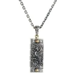 Bikerringshop Japanese Phoenix Harmonica Pendant Necklace -Outlet Rings Store phoenix harmonica necklace