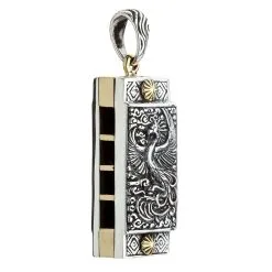 Bikerringshop Japanese Phoenix Harmonica Pendant Necklace -Outlet Rings Store phoenix harmonica pendant 2