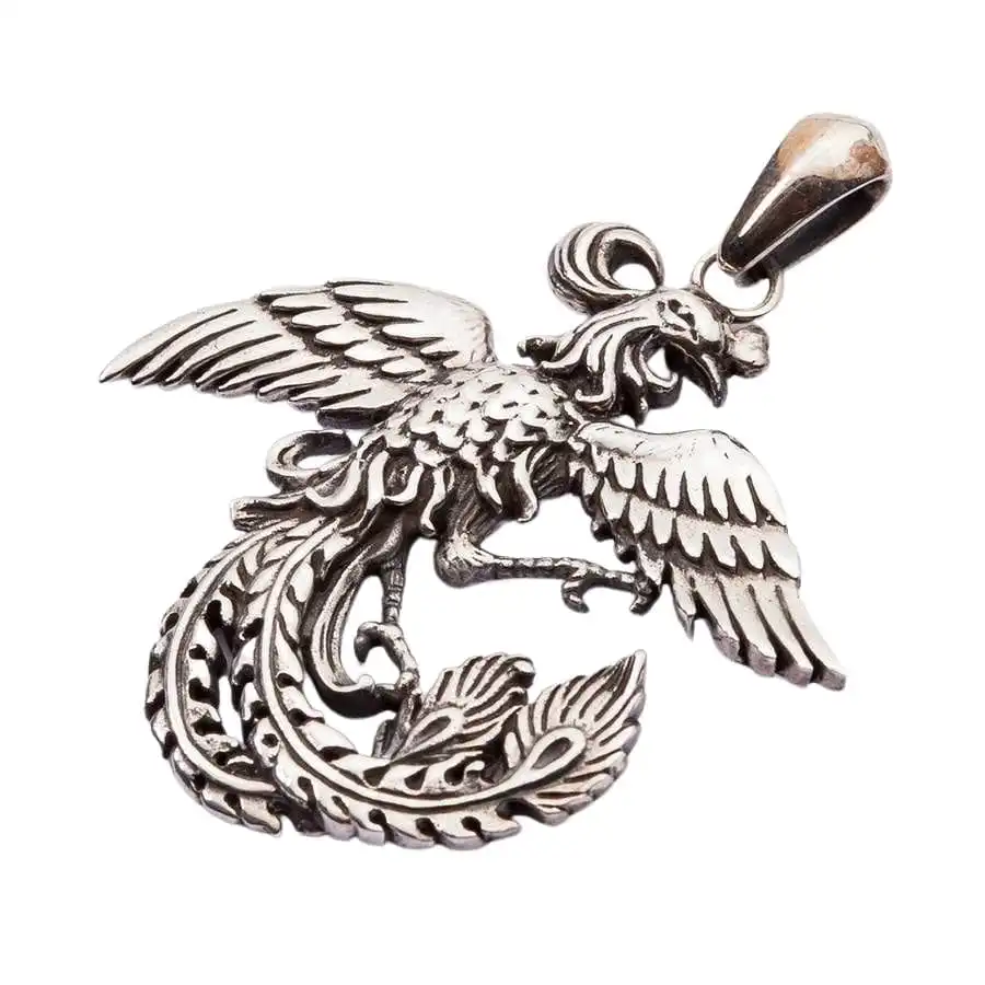 Bikerringshop Sterling Silver Phoenix Pendant 4 Bikerringshop Sterling Silver Phoenix Pendant - Image 2
