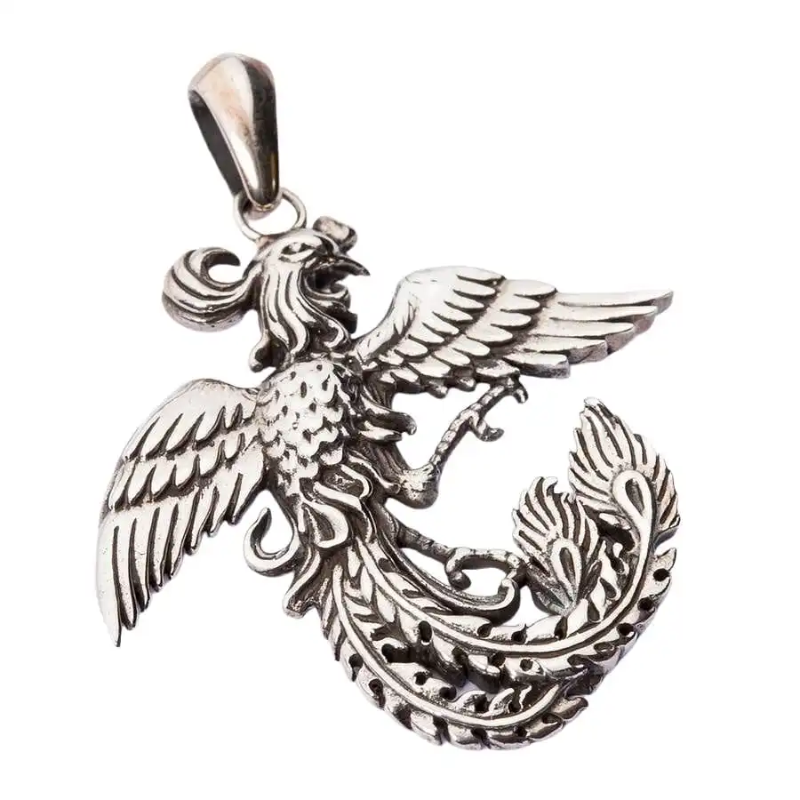 Bikerringshop Sterling Silver Phoenix Pendant 5 Bikerringshop Sterling Silver Phoenix Pendant - Image 3