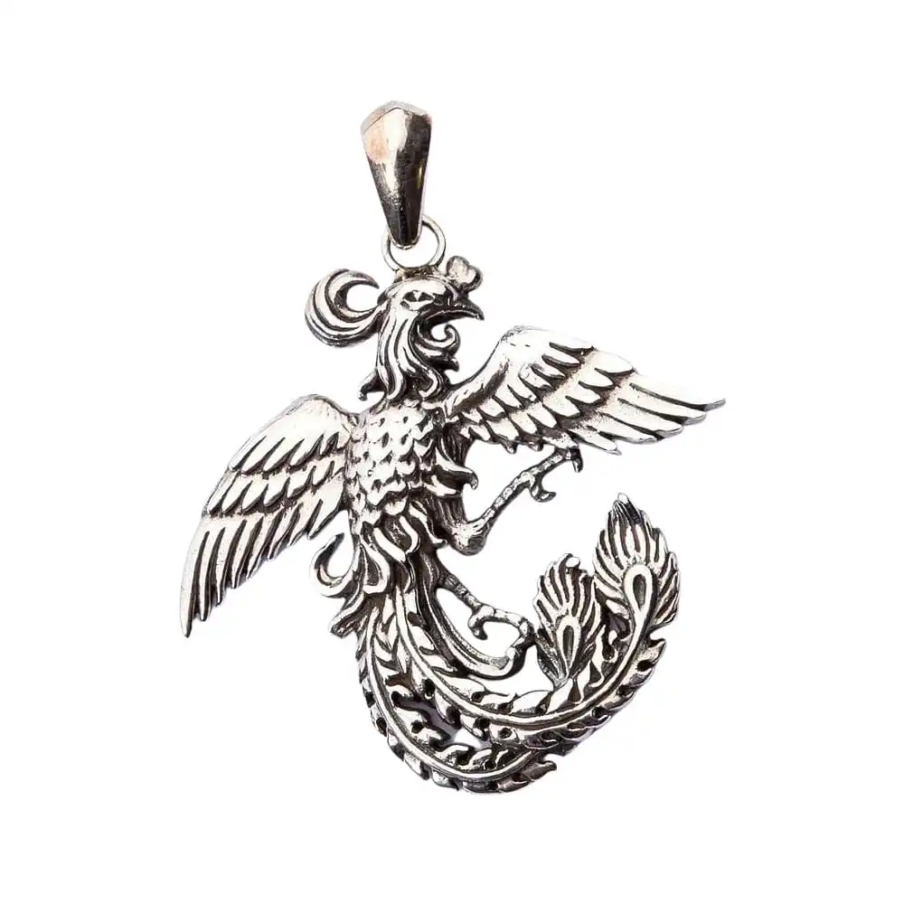 Bikerringshop Sterling Silver Phoenix Pendant 3 Bikerringshop Sterling Silver Phoenix Pendant