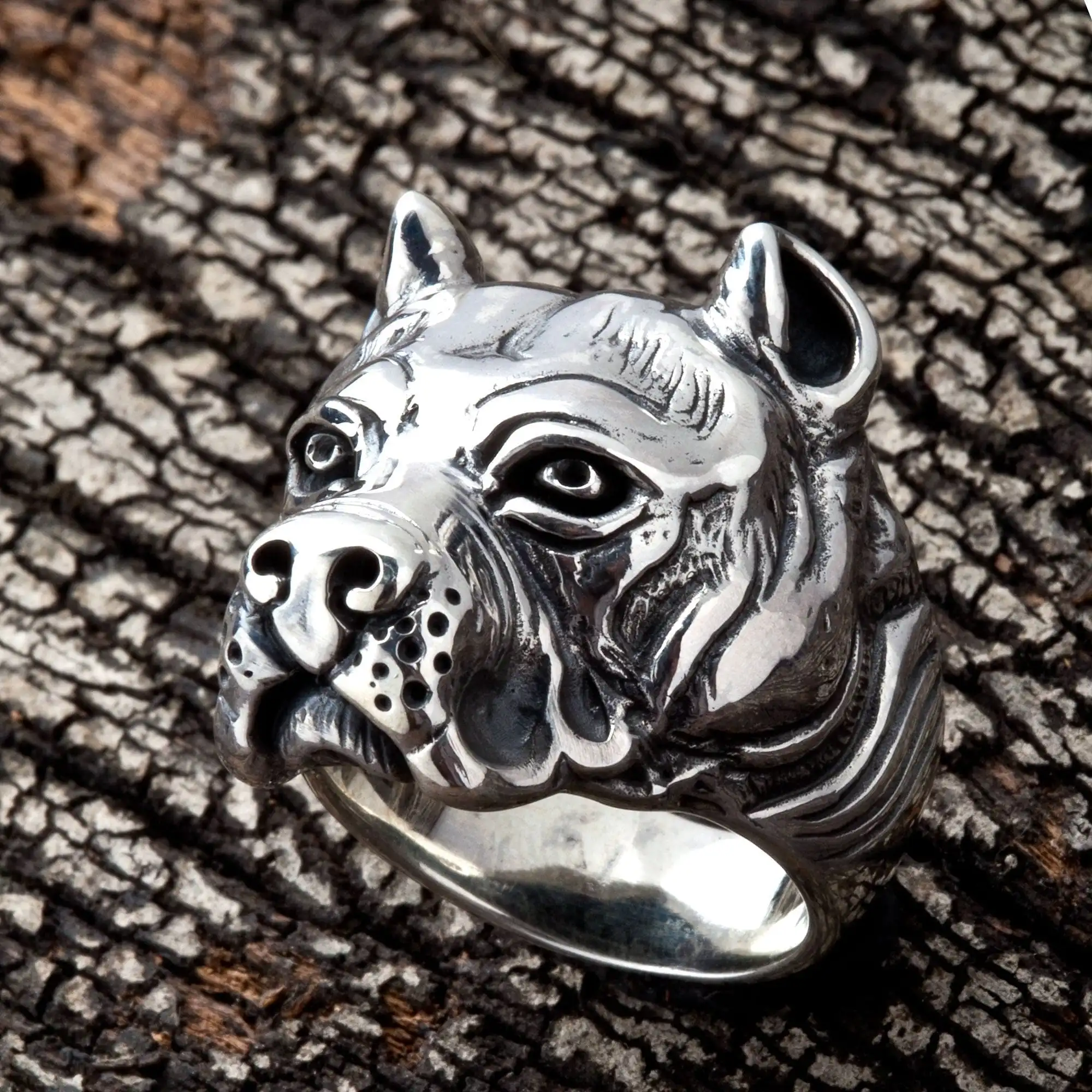 Bikerringshop Sterling Silver Pitbull Dog Biker Rings 5 Bikerringshop Sterling Silver Pitbull Dog Biker Rings - Image 3