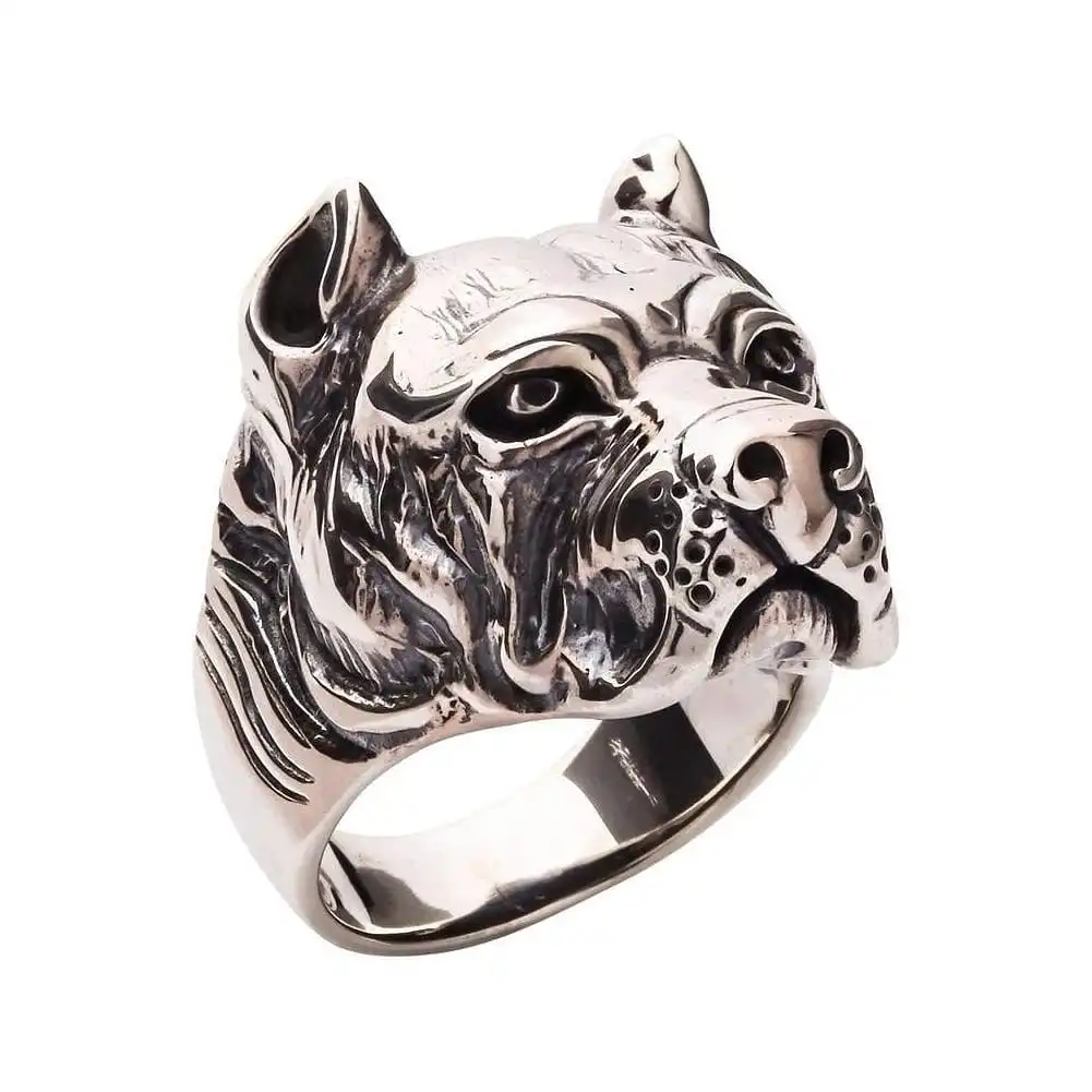 Bikerringshop Sterling Silver Pitbull Dog Biker Rings 3 Bikerringshop Sterling Silver Pitbull Dog Biker Rings