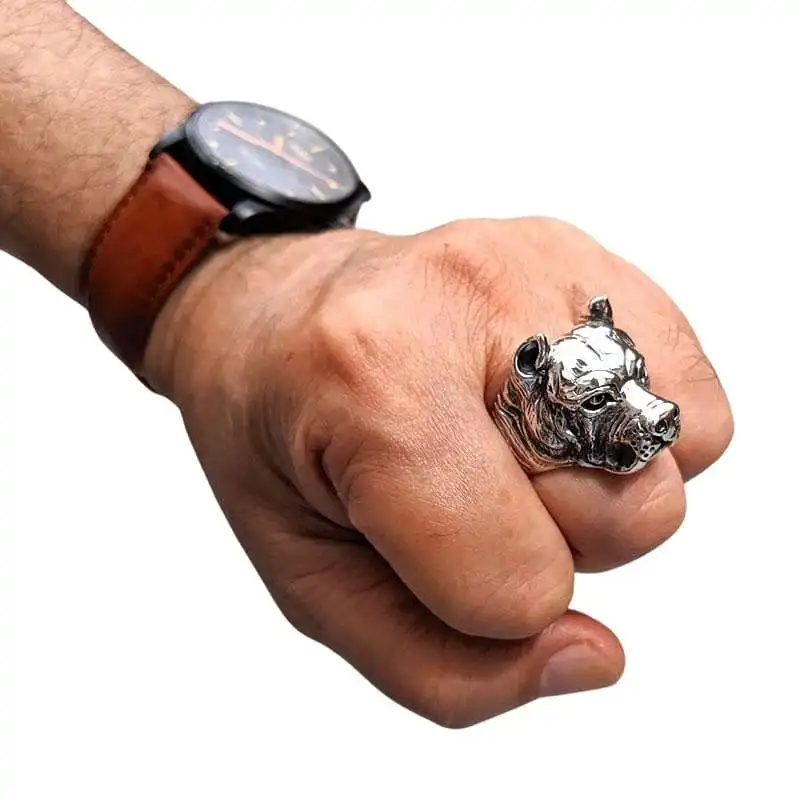 Bikerringshop Sterling Silver Pitbull Dog Biker Rings 7 Bikerringshop Sterling Silver Pitbull Dog Biker Rings - Image 5