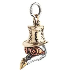Bikerringshop Sterling Silver Steampunk Plague Doctor Bird Beak Mask Gothic Pendant Necklace