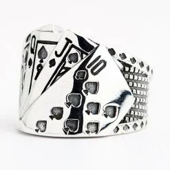 Bikerringshop Sterling Silver Playing Card Poker Ring -Outlet Rings Store playing card poker ring 2