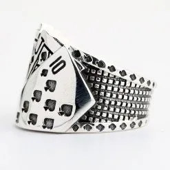 Bikerringshop Sterling Silver Playing Card Poker Ring -Outlet Rings Store playing card poker ring 5