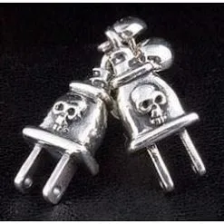 Bikerringshop Stelring Silver Plug Skull Earrings