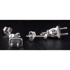 Bikerringshop Stelring Silver Plug Skull Earrings -Outlet Rings Store plug skull earrings 5