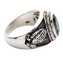 Bikerringshop Mystic Topaz Praying Hands Gothic Ring -Outlet Rings Store praying hands ring 19