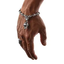 Bikerringshop Sterling Silver Punk Skull Bracelet -Outlet Rings Store punk skull bracelet 12