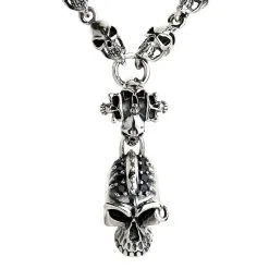 Bikerringshop Sterling Silver Punk Skull Bracelet -Outlet Rings Store punk skull bracelet 2