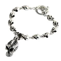 Bikerringshop Sterling Silver Punk Skull Bracelet -Outlet Rings Store punk skull bracelet 3