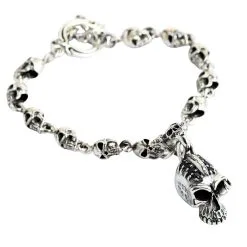 Bikerringshop Sterling Silver Punk Skull Bracelet -Outlet Rings Store punk skull bracelet 7