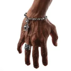 Bikerringshop Sterling Silver Punk Skull Bracelet -Outlet Rings Store punk skull bracelet 9