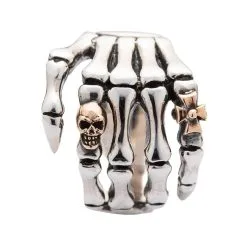 Bikerringshop Sterling Silver Skull Skeleton Hand Gothic Ring -Outlet Rings Store punk skull skeleton hand gothic ring 8