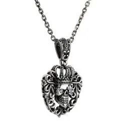 Bikerringshop Diamond Queen Crown Skull Pendant -Outlet Rings Store queen crown skull necklace 2