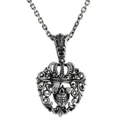 Bikerringshop Diamond Queen Crown Skull Pendant -Outlet Rings Store queen crown skull necklace