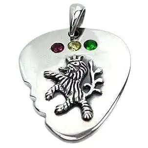 Bikerringshop Sterling Silver Rasta Lion Guitar Pick Pendant 3 Bikerringshop Sterling Silver Rasta Lion Guitar Pick Pendant