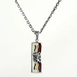 Bikerringshop Silver Rasta Lion Harmonica Pendant Necklace -Outlet Rings Store rasta lion necklace