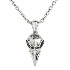 Bikerringshop Raven Skull Pendant Sterling Silver