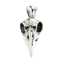 Bikerringshop Raven Skull Pendant Sterling Silver -Outlet Rings Store raven skull pendant sterling silver