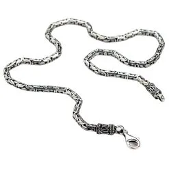 Bikerringshop 4mm Sterling Silver Byzantine Mens Necklace