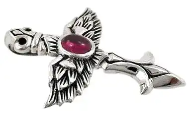 Bikerringshop Sterling Silver Red Angel Wings Pendant 5 Bikerringshop Sterling Silver Red Angel Wings Pendant - Image 3