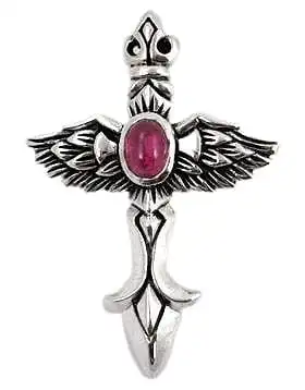 Bikerringshop Sterling Silver Red Angel Wings Pendant 4 Bikerringshop Sterling Silver Red Angel Wings Pendant - Image 2