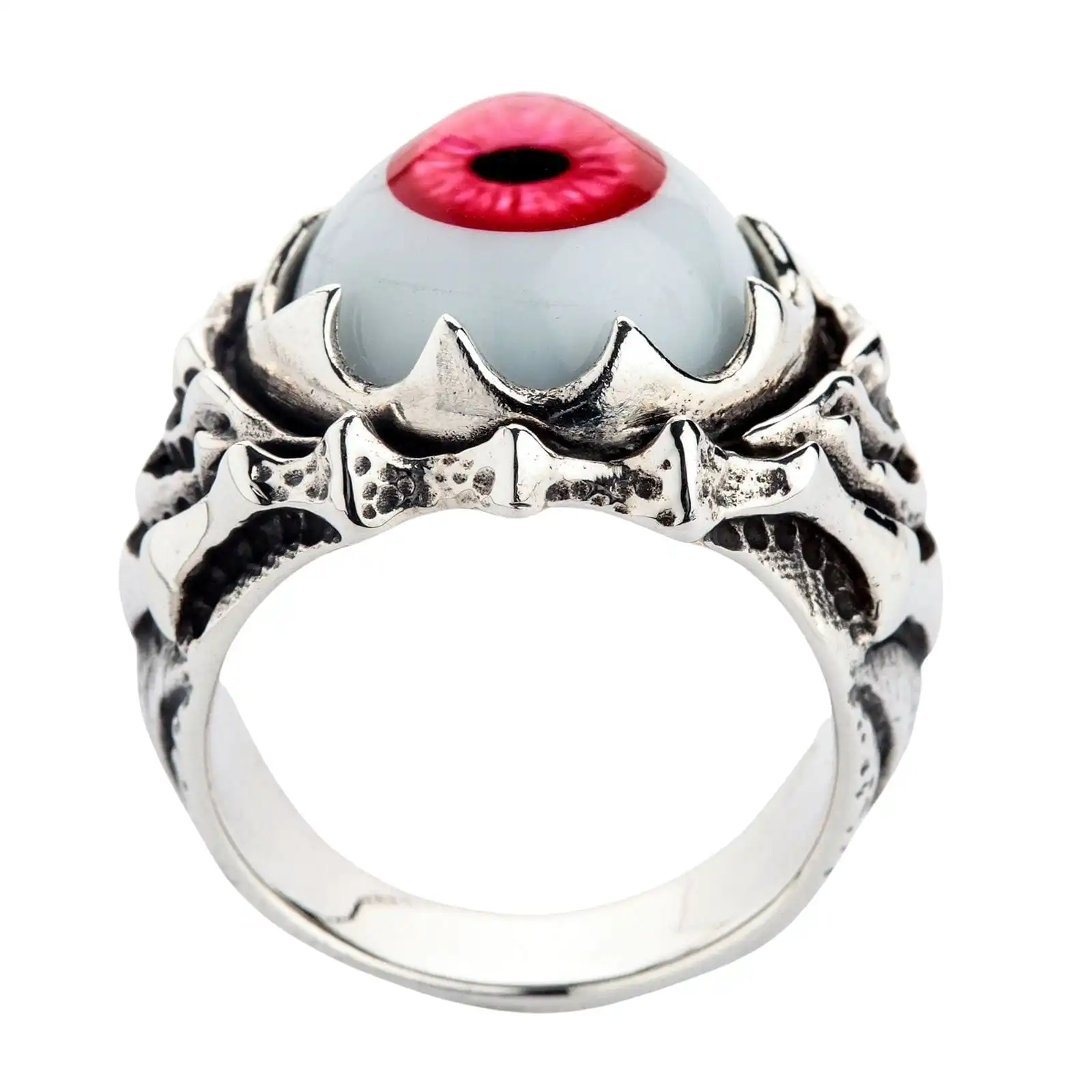 Bikerringshop Sterling Silver Red Evil Eyeball Ring 6 Bikerringshop Sterling Silver Red Evil Eyeball Ring - Image 4