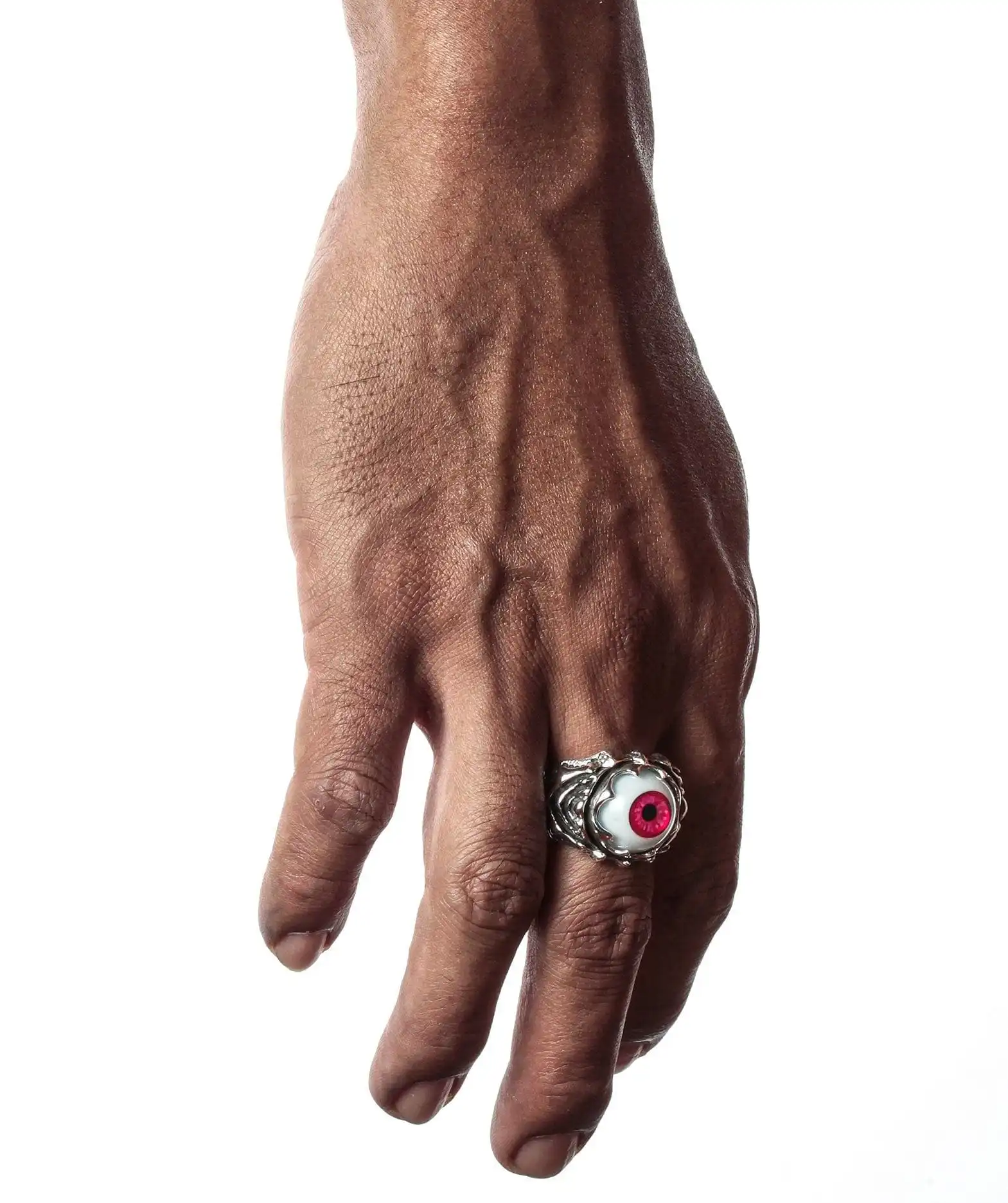 Bikerringshop Sterling Silver Red Evil Eyeball Ring 9 Bikerringshop Sterling Silver Red Evil Eyeball Ring - Image 7