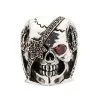 Bikerringshop Sterling Silver Red Garnet Eye Crown Pirate Skull Ring