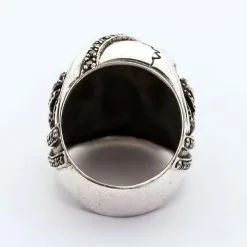 Bikerringshop Sterling Silver Red Garnet Eye Crown Pirate Skull Ring -Outlet Rings Store red eye pirate skull ring 6