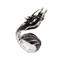 Bikerringshop Red Eyes Sterling Silver Dragon Ring -Outlet Rings Store red eye silver dragon ring 2