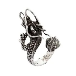 Bikerringshop Red Eyes Sterling Silver Dragon Ring -Outlet Rings Store red eye silver dragon ring 3
