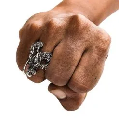 Bikerringshop Red Eyes Sterling Silver Dragon Ring -Outlet Rings Store red eye silver dragon ring 5