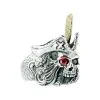 Bikerringshop Sterling Silver Red Eye Skull Pirate Ring -Outlet Rings Store red eye skull pirate ring