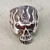 Bikerringshop Sterling Silver Red Eyes Flame Skull Ring 2 Bikerringshop Sterling Silver Red Eyes Flame Skull Ring -Outlet Rings Store red eyes flame skull ring