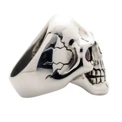 Bikerringshop Sterling Silver Red Eyes Handsome Skull Rings -Outlet Rings Store red eyes handsome skull ring 2