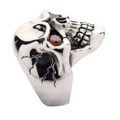 Bikerringshop Sterling Silver Red Eyes Handsome Skull Rings -Outlet Rings Store red eyes handsome skull ring 6