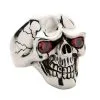 Bikerringshop Sterling Silver Red Eyes Handsome Skull Rings -Outlet Rings Store red eyes handsome skull rings