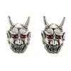 Bikerringshop Red Eyes Japanese Skull Oni Mask Earrings -Outlet Rings Store red eyes japanese skull oni mask earrings