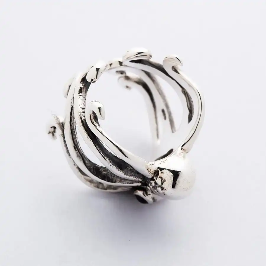 Bikerringshop Red Eyes Sterling Silver Octopus Ring 15 Bikerringshop Red Eyes Sterling Silver Octopus Ring - Image 13