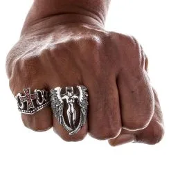 Bikerringshop Sterling Silver Red Garnet Cross Ring 18 Bikerringshop Sterling Silver Red Garnet Cross Ring -Outlet Rings Store red garnet cross biker ring